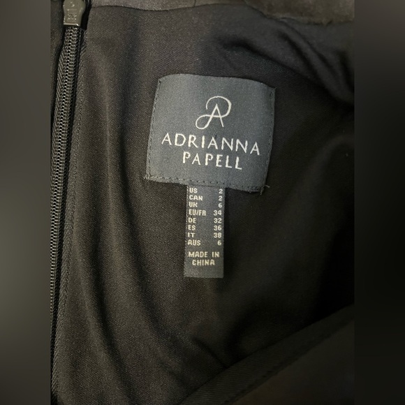 ADRIANNA PAPELL black jersey long sleeve satin tuxedo dress size 2 - Picture 5 of 5